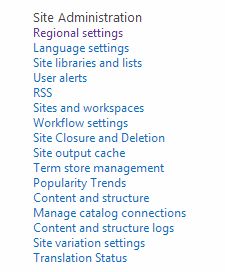 Site Settings in SharePoint